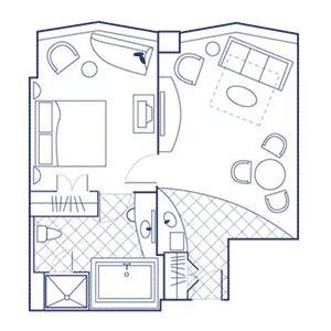 One Bedroom Floor Plan at the Hilton Club &ndash; New York