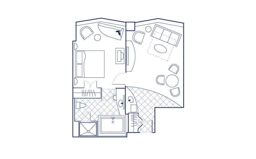 One Bedroom Floor Plan at the Hilton Club &ndash; New York